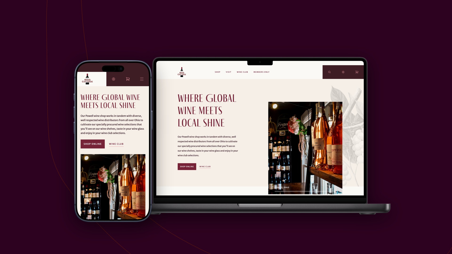 Annie's Wine Cottage shown on desktop and mobile
