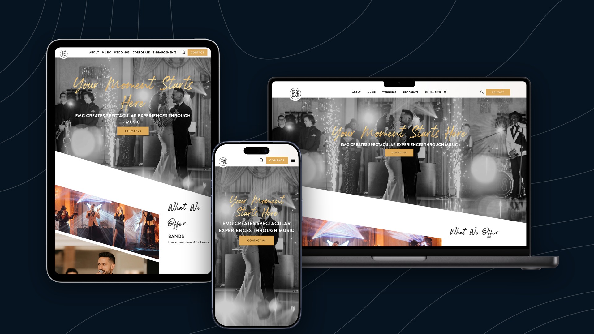 Elegant Music Group shown on desktop and mobile