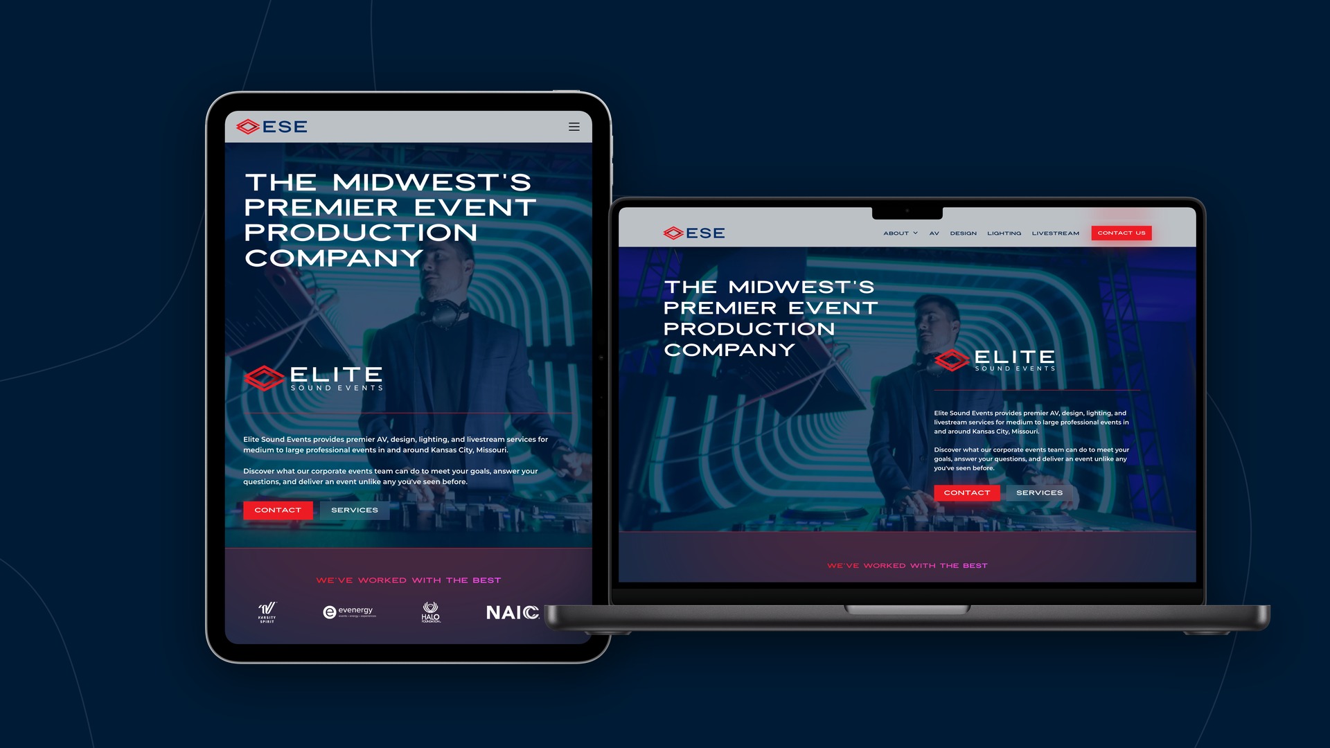 Elite Sound Events shown on desktop and mobile