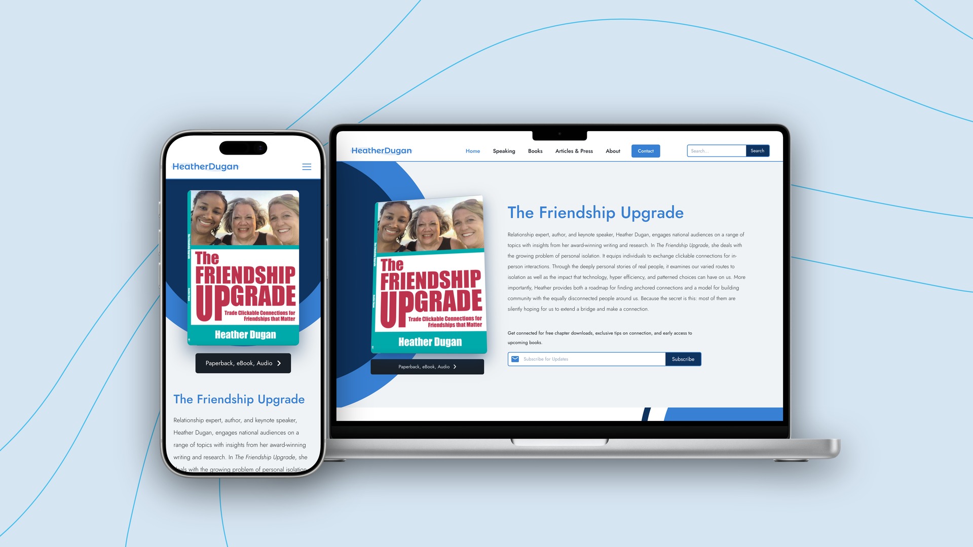 Heather Dugan shown on desktop and mobile