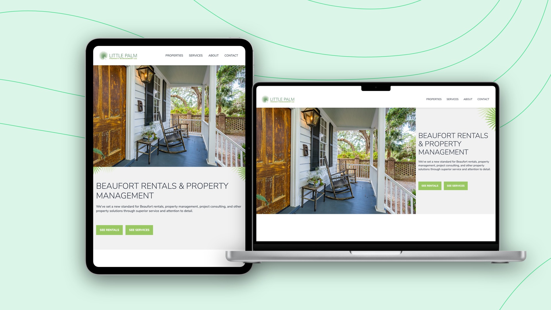 Little Palm Property Management shown on desktop and mobile